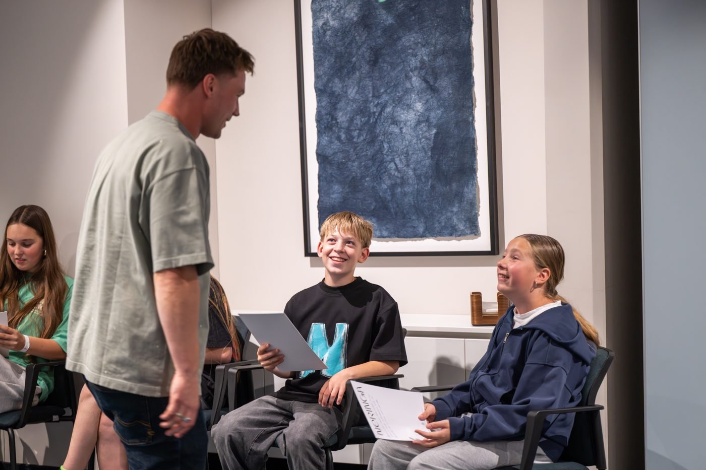 A mentor with a small group of children